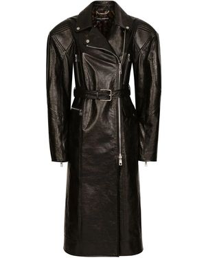 Dolce & Gabbana Belted Leather Coat - Black