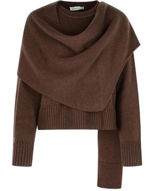 Jonathan Simkhai Elson Ribbed Scarf-Panel Sweater - Brown