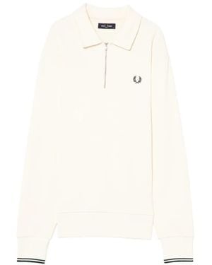Fred Perry Logo-Embroidered Zipped Sweatshirt - White