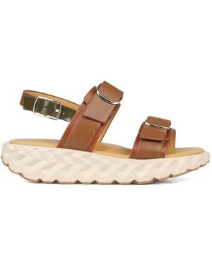 4Ccccees Jabara Sandy Leather Heeled Sandals - Brown