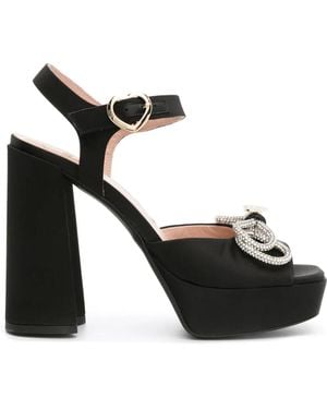 Love Moschino 130Mm Crystal-Embellished Bow Sandals - Black