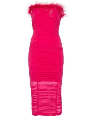 Patrizia Pepe Feather-Detail Midi Dress - Pink