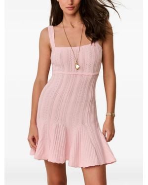 LoveShackFancy Tabatha Pointelle-Knit Ruffled Mini Dress - Pink