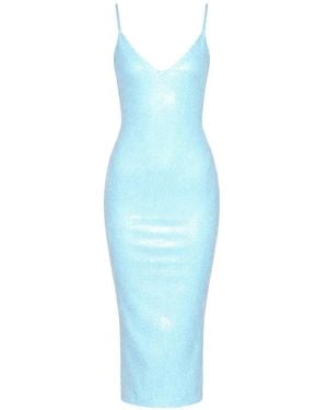 Fleur du Mal Sequin V-Neck Midi Dress - Blue