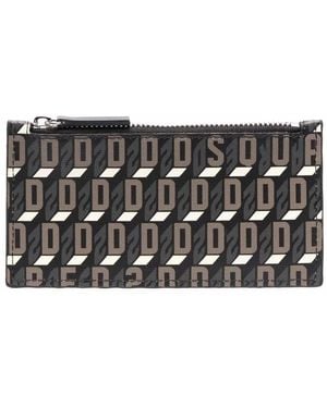 DSquared² Monogram-Print Zipped Wallet - Black