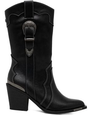 Buffalo Bottes West À Coutures Apparentes - Black