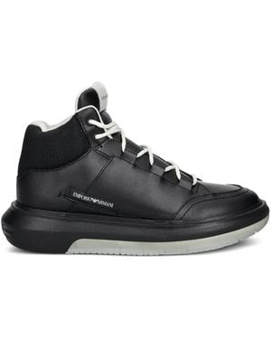 Emporio Armani Panelled High-Top Trainers - Black
