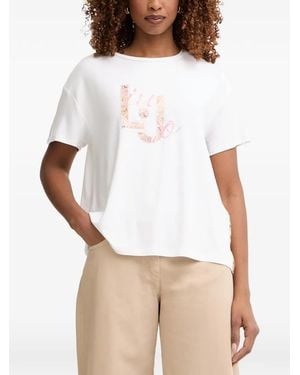 Liu Jo Paisley-Print Logo-Print T-Shirt - White