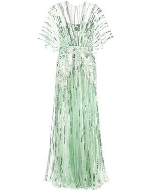 Elie Saab Abito lungo in tulle con paillettes - Verde