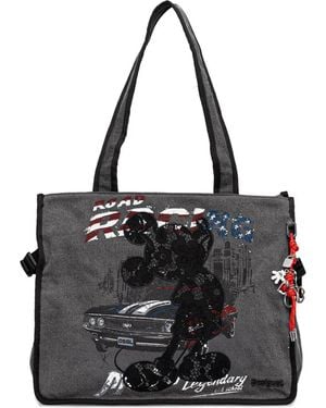 Desigual Medium Mickey Mouse Denim Shoulder Bag - Black