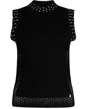 Liu Jo Bejewelled Perforated Gilet - Black