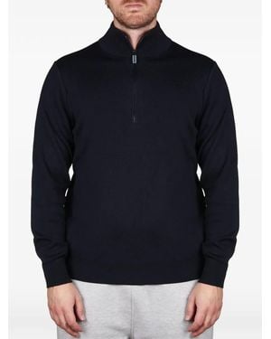 FILIPPO DE LAURENTIIS Quarter-Zip Knitted Sweater - Blue