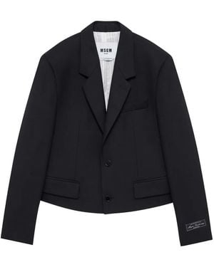 MSGM Chaqueta Corta Con Solapas De Muesca - Azul