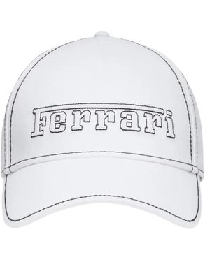 Ferrari Logo-Embroidered Baseball Cap - Bianco