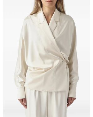 MEIMEIJ Wrap-Style Notched-Lapel Shirt - White