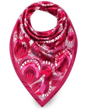 Lancel Graphic-Print Silk Scarf - Pink