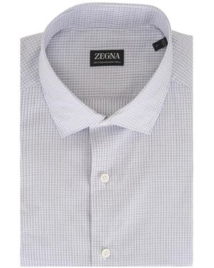 ZEGNA Checked-Pattern Shirt - Grey