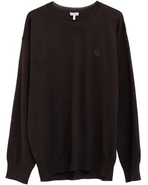 Loewe Logo-embroidered wool jumper - Schwarz