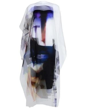 ROKSANDA Eren Abstract-Print Layered Midi Dress - Blue