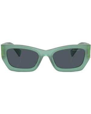 Miu Miu Logo-Plaque Rectangle-Frame Sunglasses - Blue