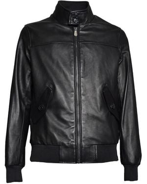 Blusotto Leather Bomber Jacket - Black