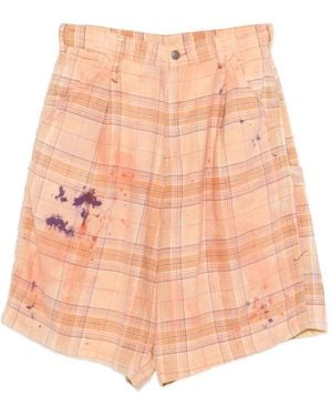 R13 Jesse Plaid Carpenter Shorts - Pink