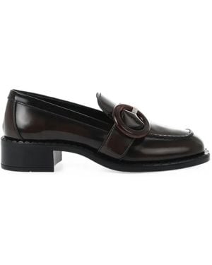Prada Buckle-Detail Leather Loafers - Black