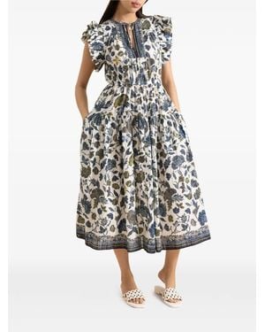 Ulla Johnson Kairi Flutter Sleeve Midi Dress - White