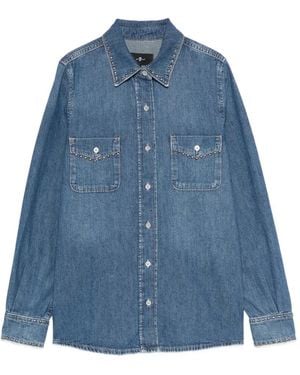 7 For All Mankind Studded Denim Shirt - Blue