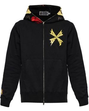 A Bathing Ape Hoodie With A Zip-Up Hood - Black