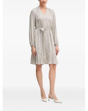 MARC AUREL Robe Imprimée À Taille Ceinturée Et Motifs - Natural