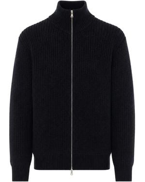 AMISH Zip-Up Ribbed-Knit Cardigan - Black