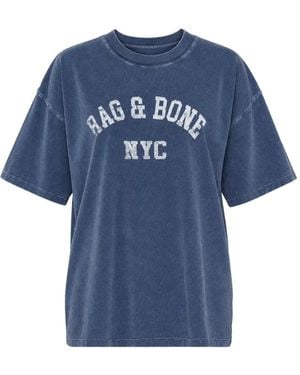 Rag & Bone T-Shirt University Alex Con Logo - Blu