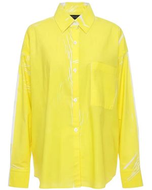 ODEEH Graphic-Print Cotton Shirt - Yellow