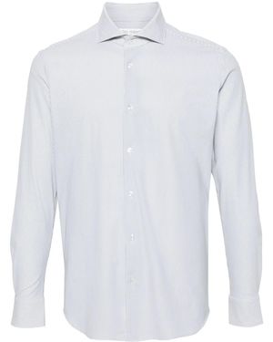 Dell'Oglio Striped Spread-Collar Shirt - White