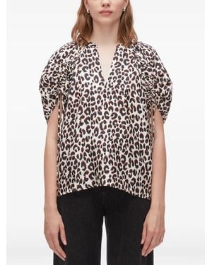 3.1 Phillip Lim Animal Print V-Neck Top - Black