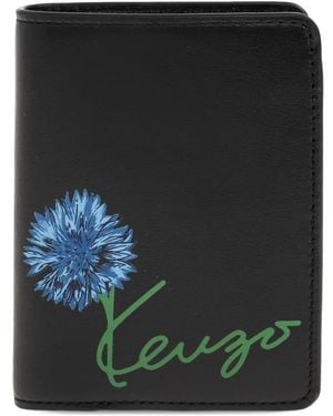 KENZO Tulip Leather Wallet - Black