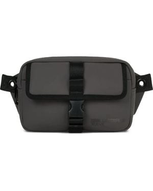 KARL LAGERFELD Strap Buckle Messenger Bag - Black