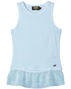 Mini Cream Ruffled Sleeveless Top - Blue