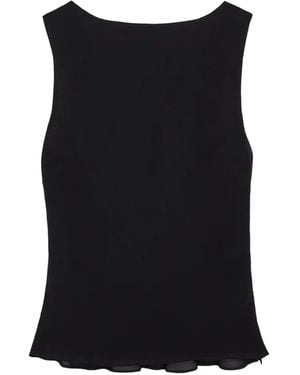 Reformation Dorthea Mouwloze Blouse Met Boothals - Zwart