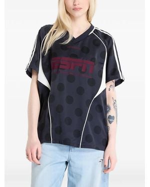 adidas Polka-Dot Mesh-Panel T-Shirt - Blue