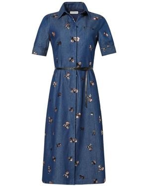 Altuzarra Sequin-Embellished Floral-Print Midi Shirt Dress - Blue