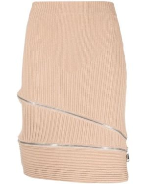 ANDREADAMO Ribbed Zip-Detail Skirt - Natural