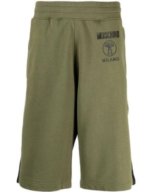 Moschino Logo-Print Organic Cotton Track Shorts - Green