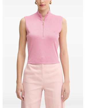 Liu Jo Quarter-Zip Sleeveless Top - Pink