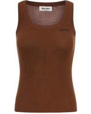 Miu Miu Geripptes Tanktop - Braun