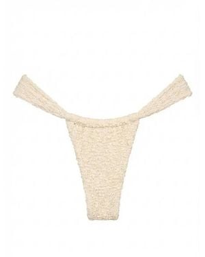 Montce Textured Gathered Bikini Bottoms - White