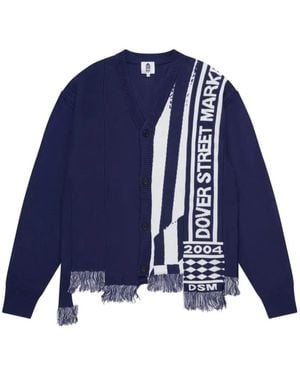 Dover Street Market Intarsien-Cardigan Mit Fransenbesatz - Blau