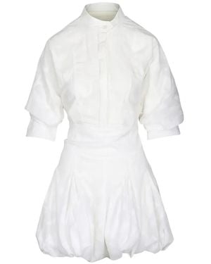 Jonathan Simkhai Effie Jacquard-Patterned Bubble-Hem Mini Dress - White