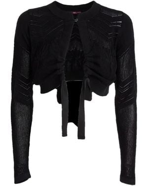 High Gebreide Bolero Met Gestrikte Voorkant - Zwart